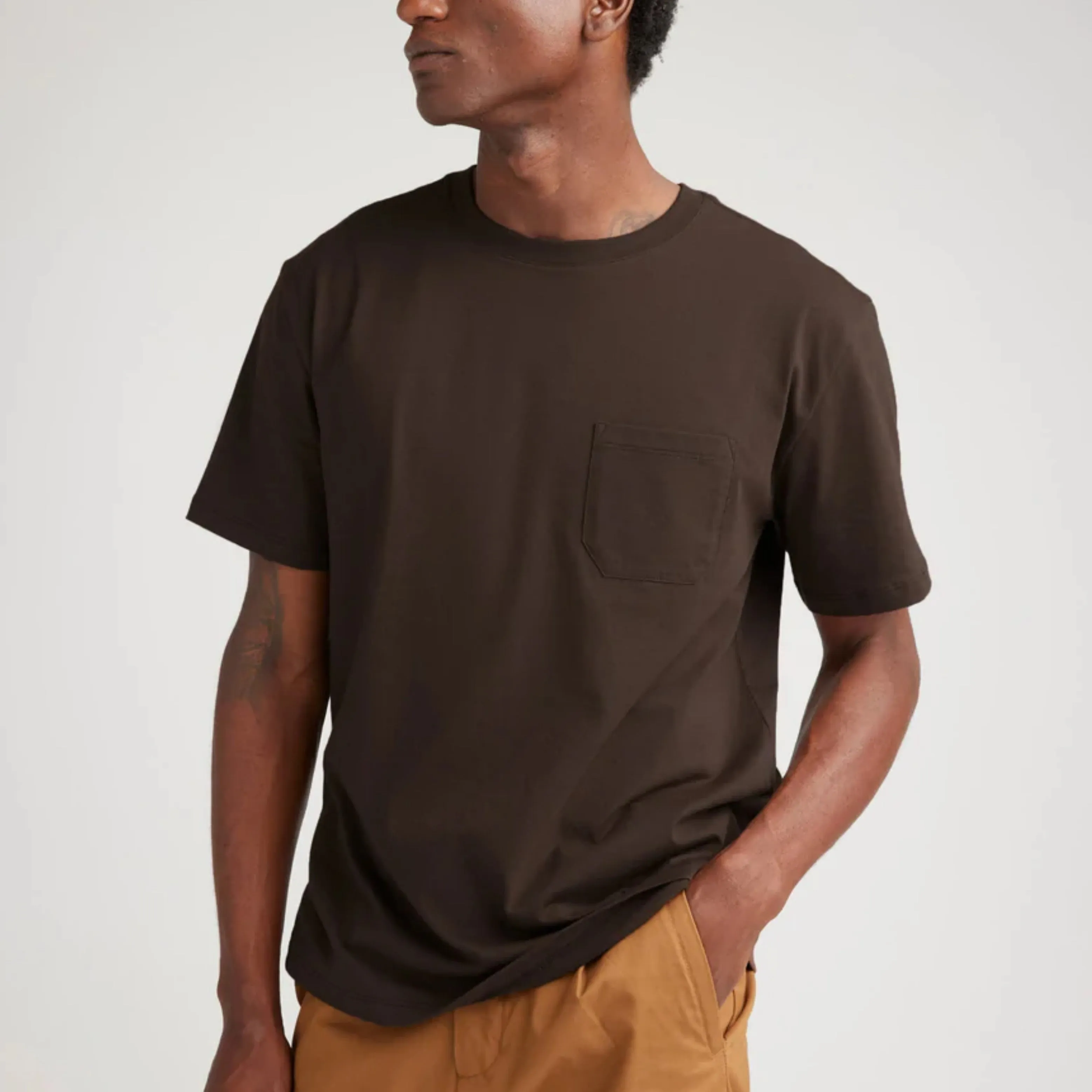 Pima Crew Pocket Tee (Dark Oak)