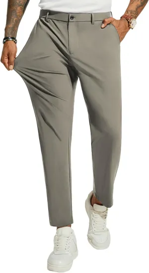 PJ PAUL JONES Men's 4 Way Stretch Golf Pants Casual Cropped Slim Fit Lightweight Pants Business Dress Pant Trousers