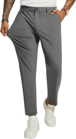 PJ PAUL JONES Men's 4 Way Stretch Golf Pants Casual Cropped Slim Fit Lightweight Pants Business Dress Pant Trousers