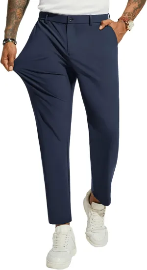 PJ PAUL JONES Men's 4 Way Stretch Golf Pants Casual Cropped Slim Fit Lightweight Pants Business Dress Pant Trousers
