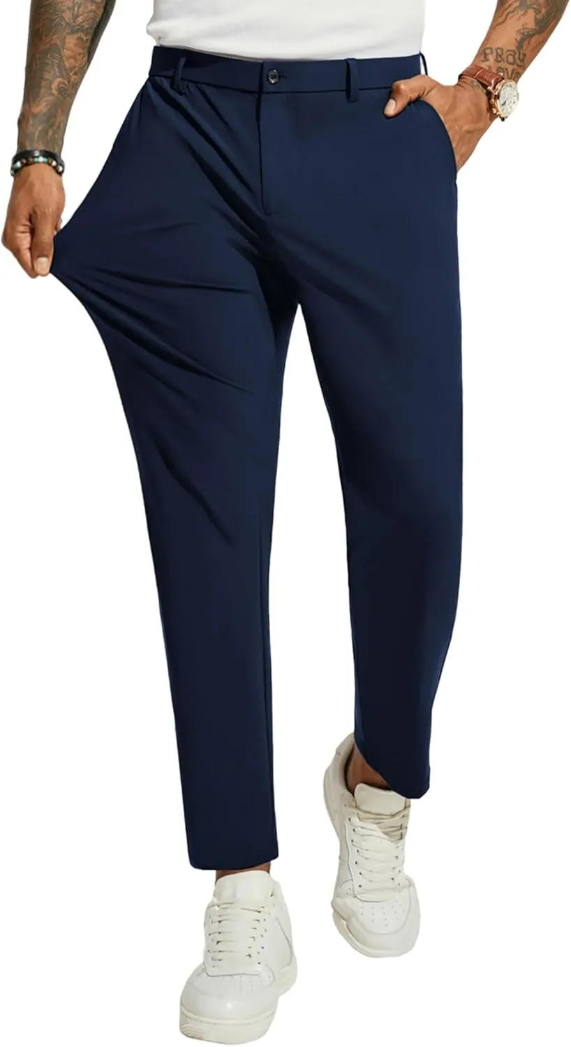 PJ PAUL JONES Men's 4 Way Stretch Golf Pants Casual Cropped Slim Fit Lightweight Pants Business Dress Pant Trousers