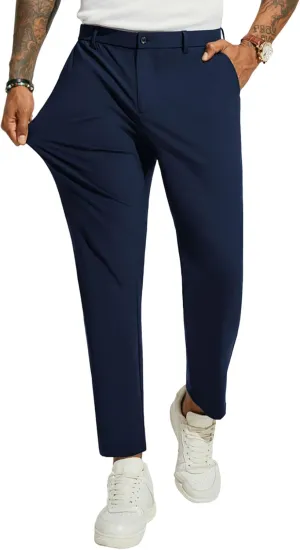 PJ PAUL JONES Men's 4 Way Stretch Golf Pants Casual Cropped Slim Fit Lightweight Pants Business Dress Pant Trousers