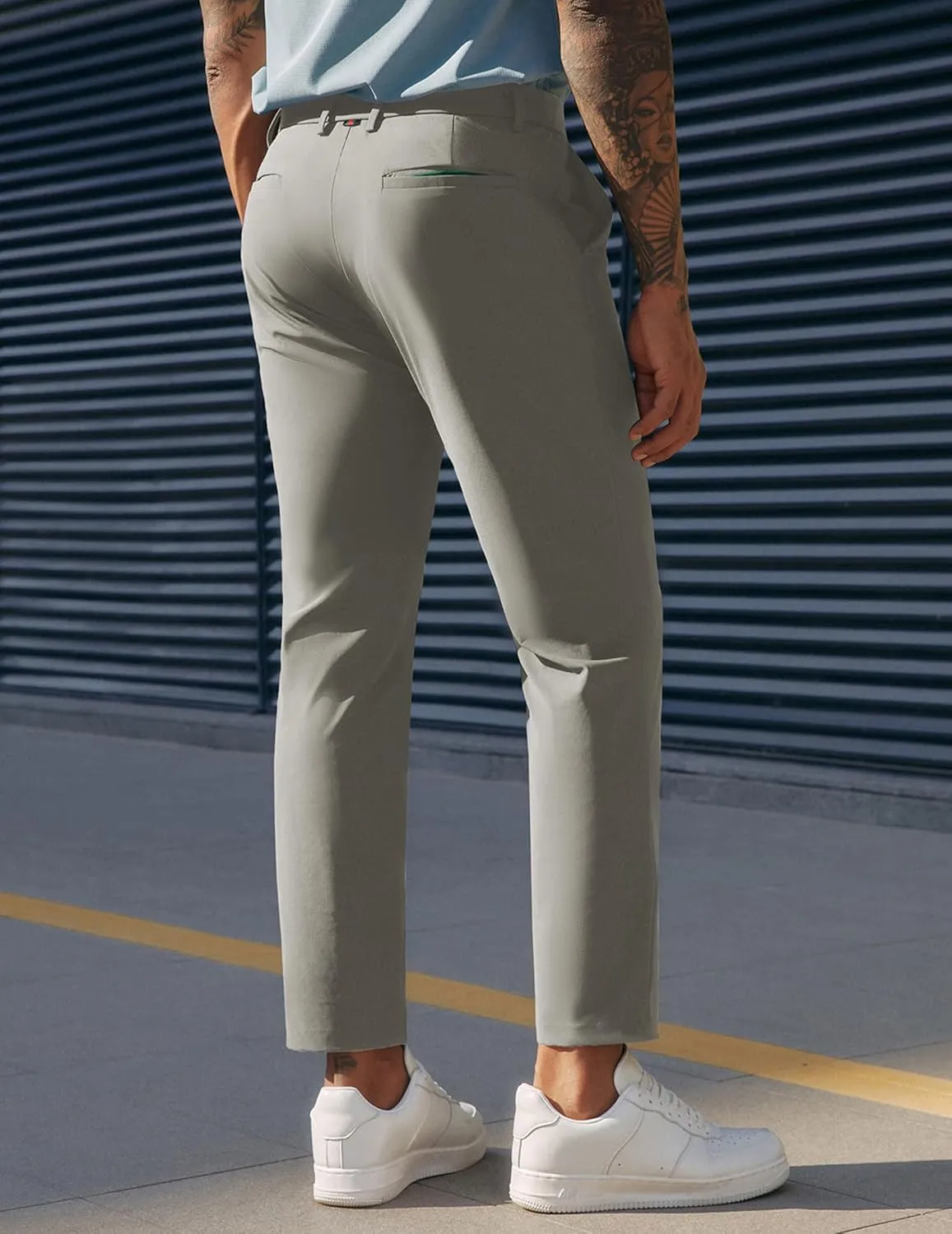 PJ PAUL JONES Men's 4 Way Stretch Golf Pants Casual Cropped Slim Fit Lightweight Pants Business Dress Pant Trousers