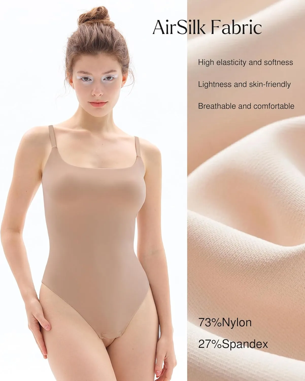 Popilush Shapewear Bodysuit Tank Tops Shapewear Tummy Control Thong Bodysuit Double Lined Comfy Soft Body Suits