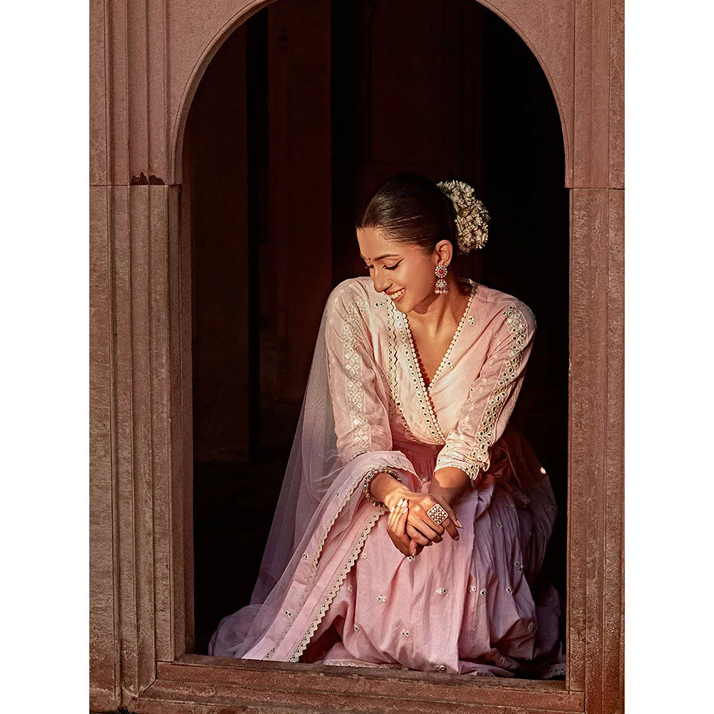Preevin Blush Pink All Three Angrakha (Set of 2)