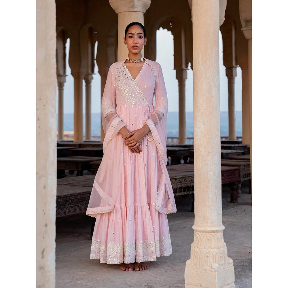 Preevin Blush Pink Diamond Angrakha (Set of 2)