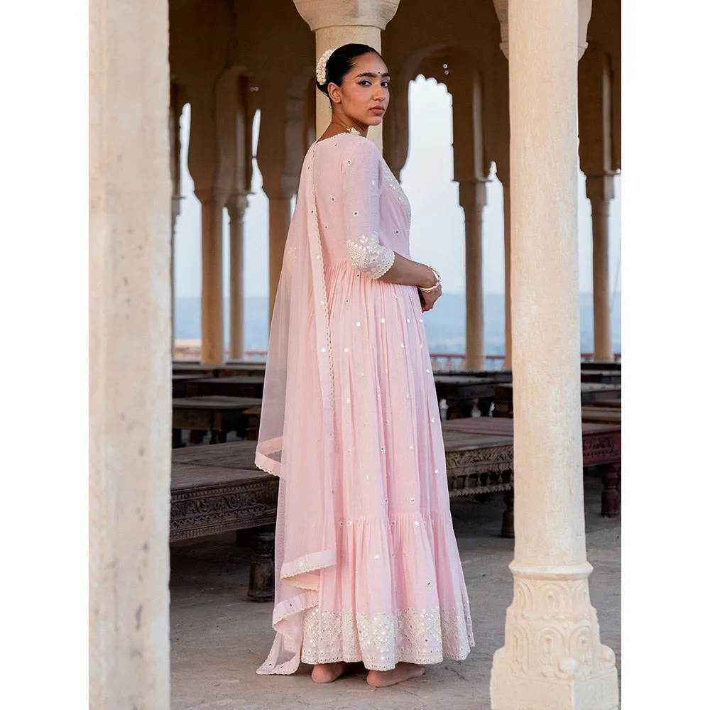 Preevin Blush Pink Diamond Angrakha (Set of 2)