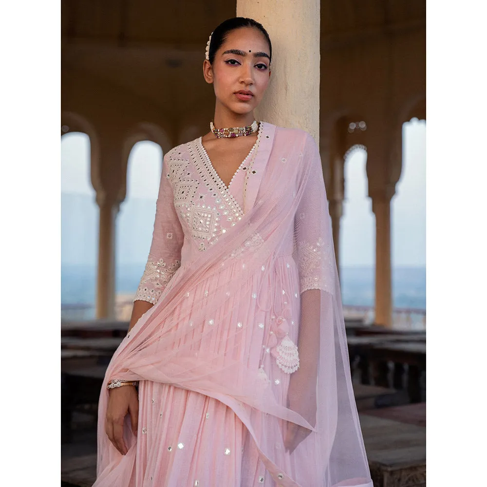 Preevin Blush Pink Diamond Angrakha (Set of 2)