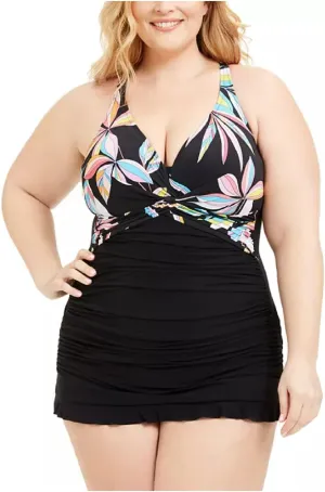 Profile by Gottex Women's Plus-Size Racerback V-Neck Swimdress One Piece Swimsuit