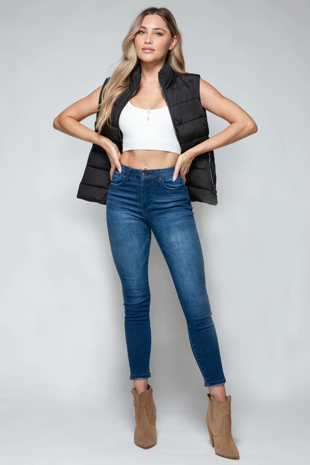 PSL Weather Zip Up Turtleneck Vest with Pockets