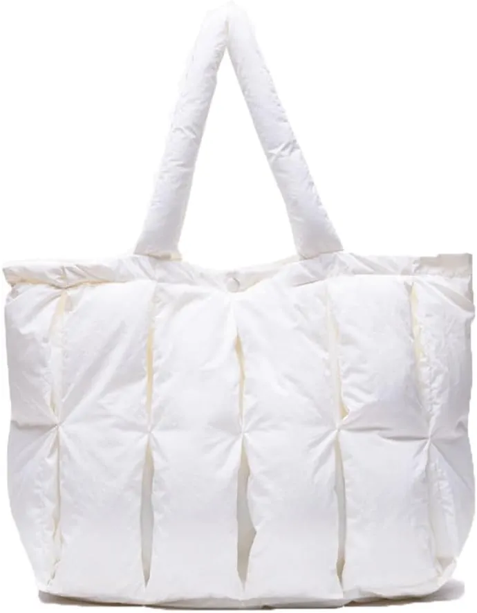 Puffer Tote Bag For Women Luxury Quilted Puffy Handbag Light Winter Shoulder Bag