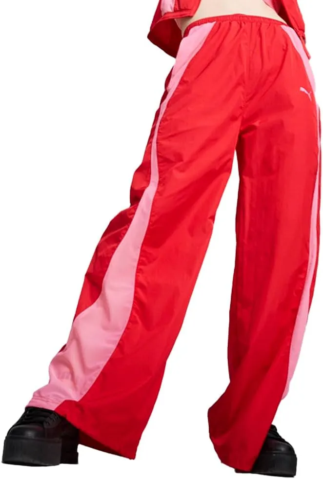 PUMA Womens Dare to Woven Parachute High Waisted Pants Casual - Red - Size L