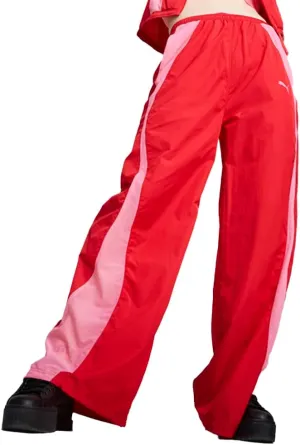 PUMA Womens Dare to Woven Parachute High Waisted Pants Casual - Red - Size L