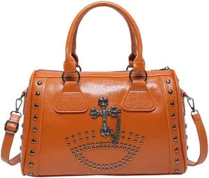 Punk Style Skull Handbag Large Capacity Studded Doctor Bag Fashionable Shoulder Bag Punk Style Handbag for Women