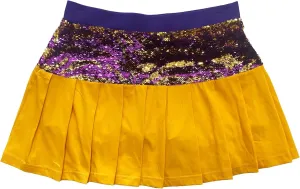 Purple and Gold Tiger Adult Sequin Game Day Skort - S/M, L/XL, 2XL/3XL