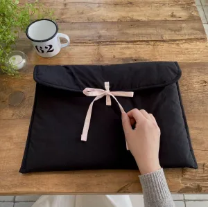 Quilted Pink Laptop Bag Computer Bag Puffy Laptop Sleeve for 13in MacBook Quilted Cute Puffer Bag (Black,13-14in)