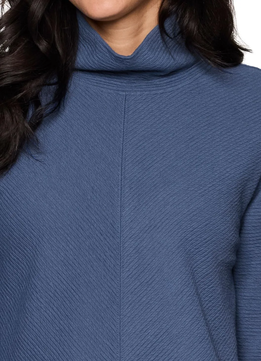 RBX Active Women's Ultra Soft Quilted Cowl Neck Pullover Sweater, Lightweight Mock Neck Tunic Sweatshirt with Thumbholes