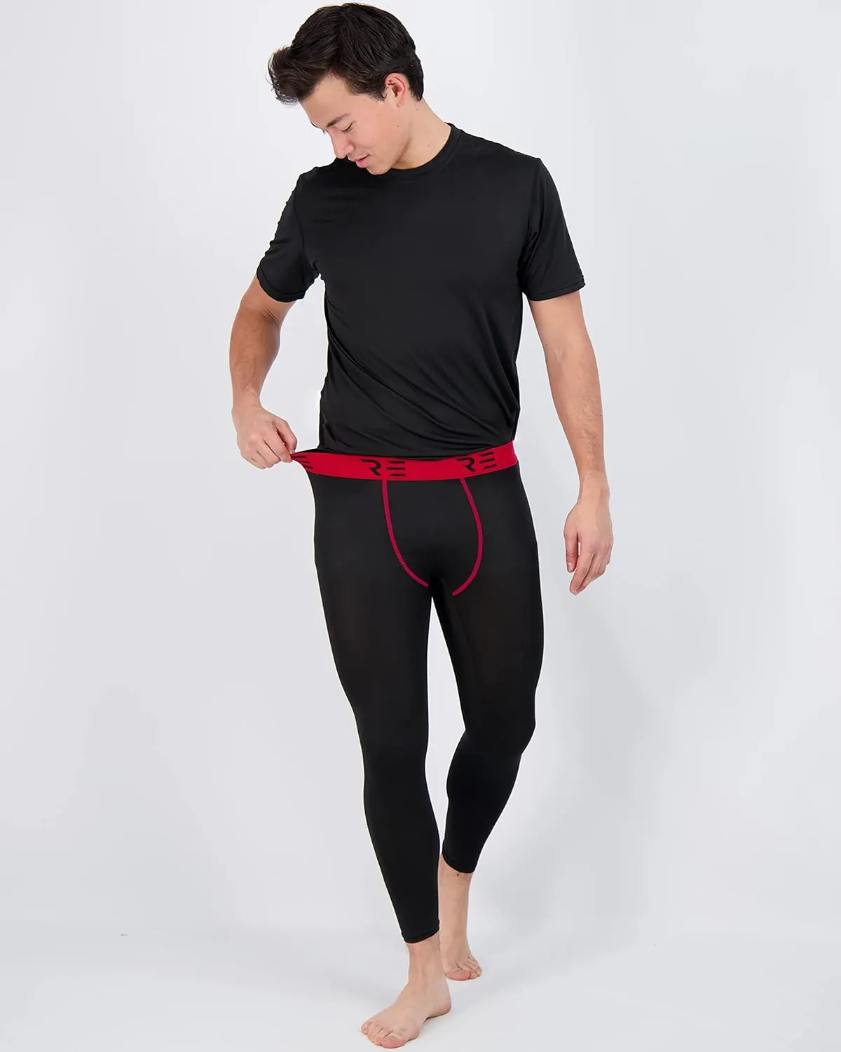Real Essentials 3 Pack: Men's Active Compression Pants - Workout Base Layer Tights Running Leggings (Available in Big & Tall)