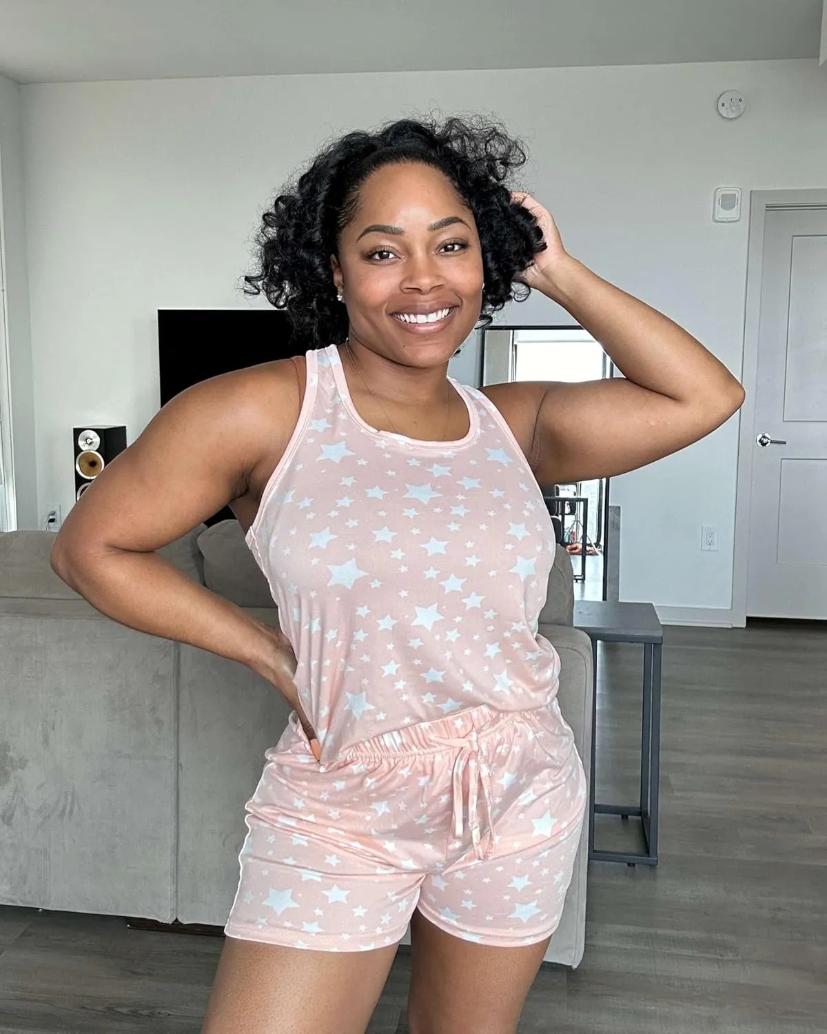 Real Essentials 4 Piece: Women's Super-Soft Tank Top and Short Pajama Set - Loungewear Sleepwear (Available in Plus Size)