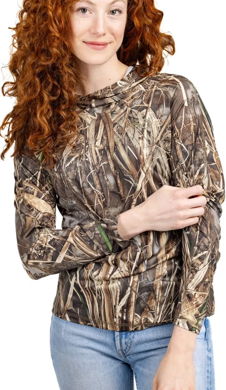 Realtree Women's Camo UV Protection Shirts and Hoodies Long Sleeve for Hunting, Fishing, Running and Hiking
