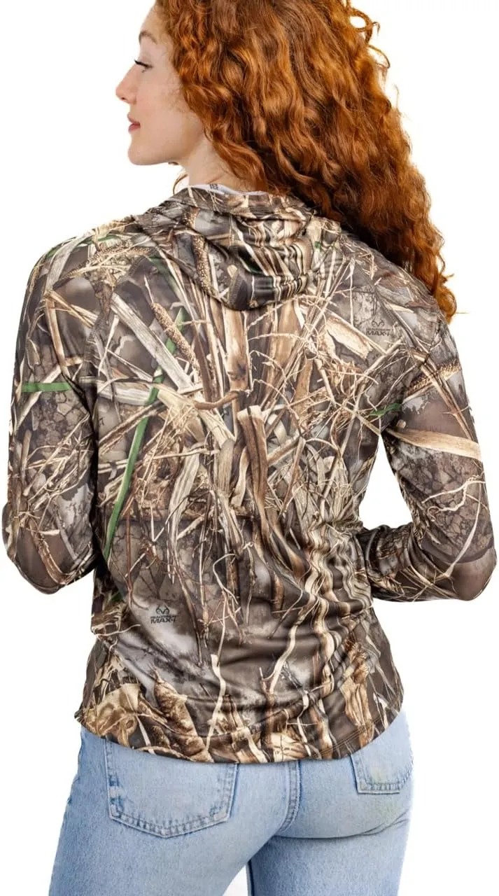 Realtree Women's Camo UV Protection Shirts and Hoodies Long Sleeve for Hunting, Fishing, Running and Hiking