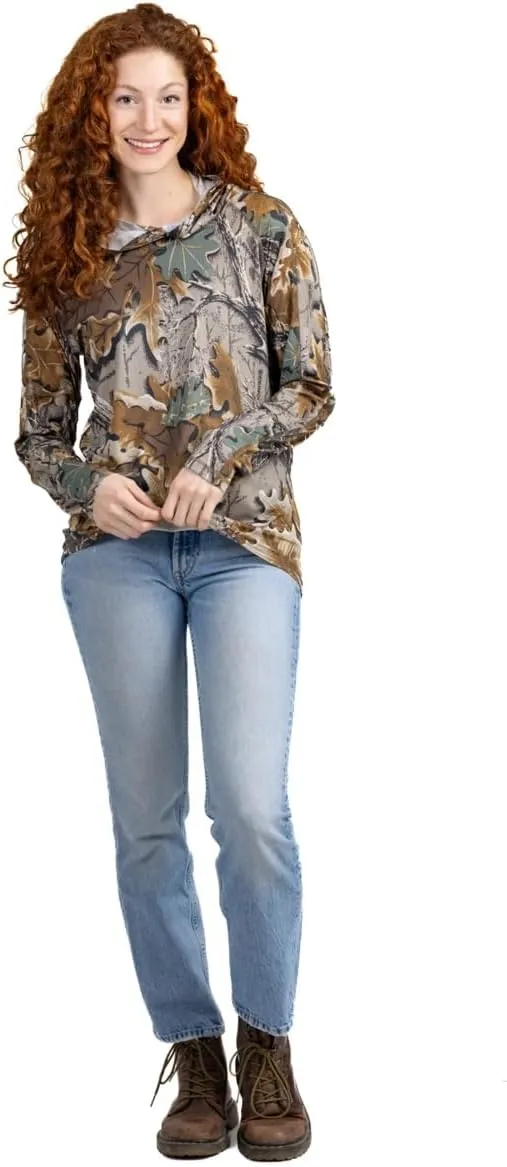 Realtree Women's Camo UV Protection Shirts and Hoodies Long Sleeve for Hunting, Fishing, Running and Hiking