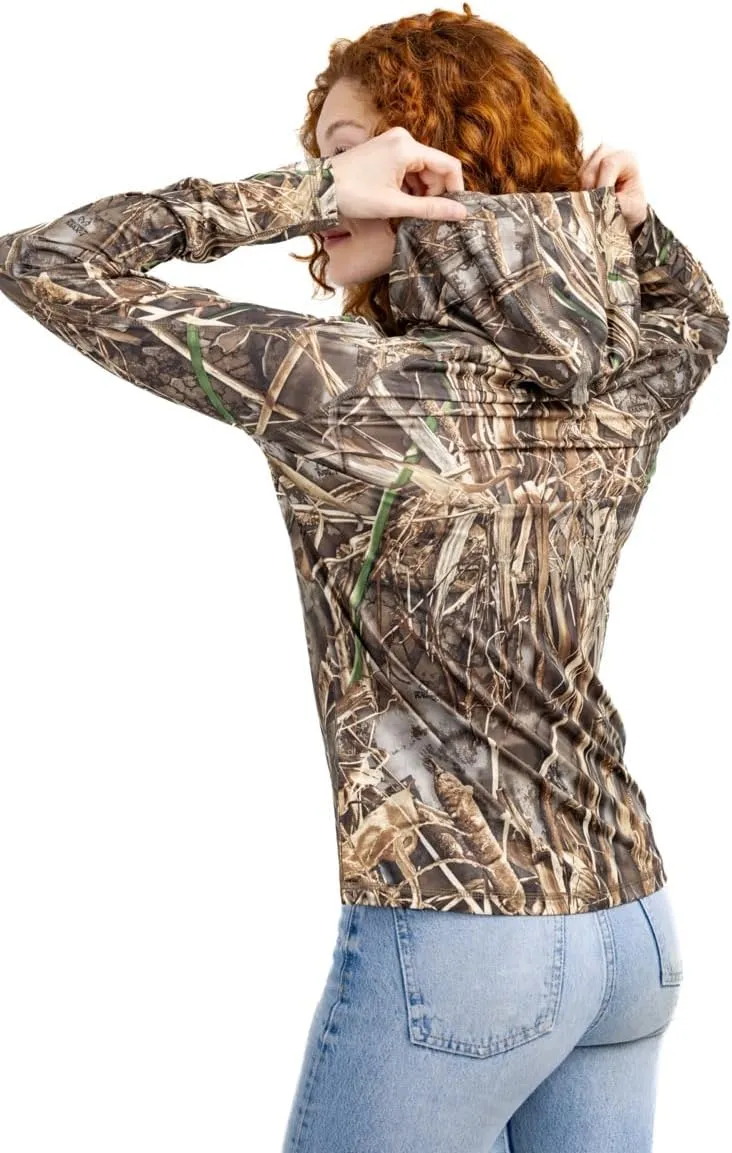 Realtree Women's Camo UV Protection Shirts and Hoodies Long Sleeve for Hunting, Fishing, Running and Hiking