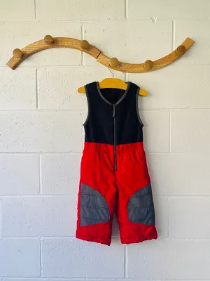 Red   Black Fleece Bib Snow Pants, 2 years