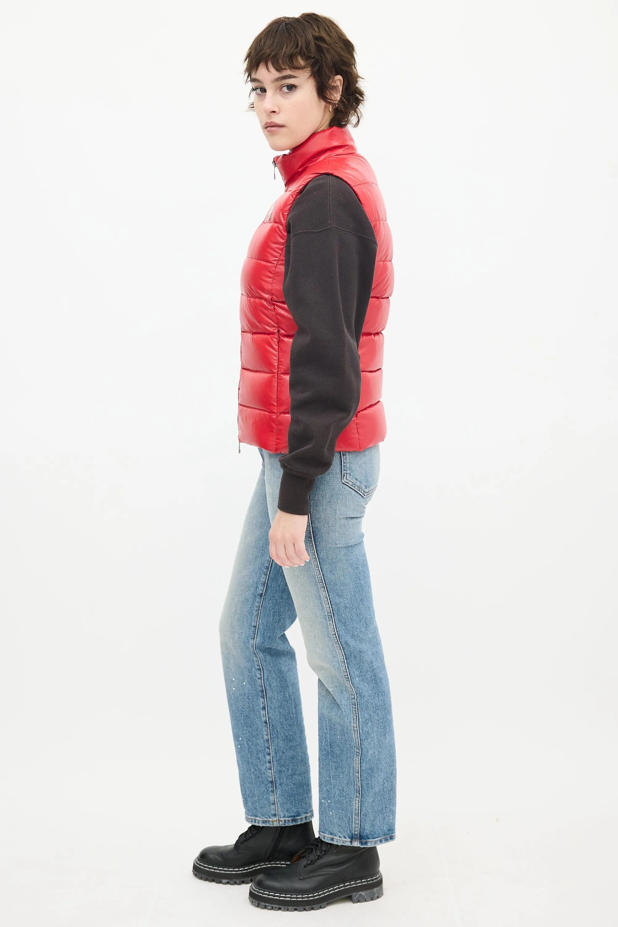 Red Ghany Down Puffer Vest