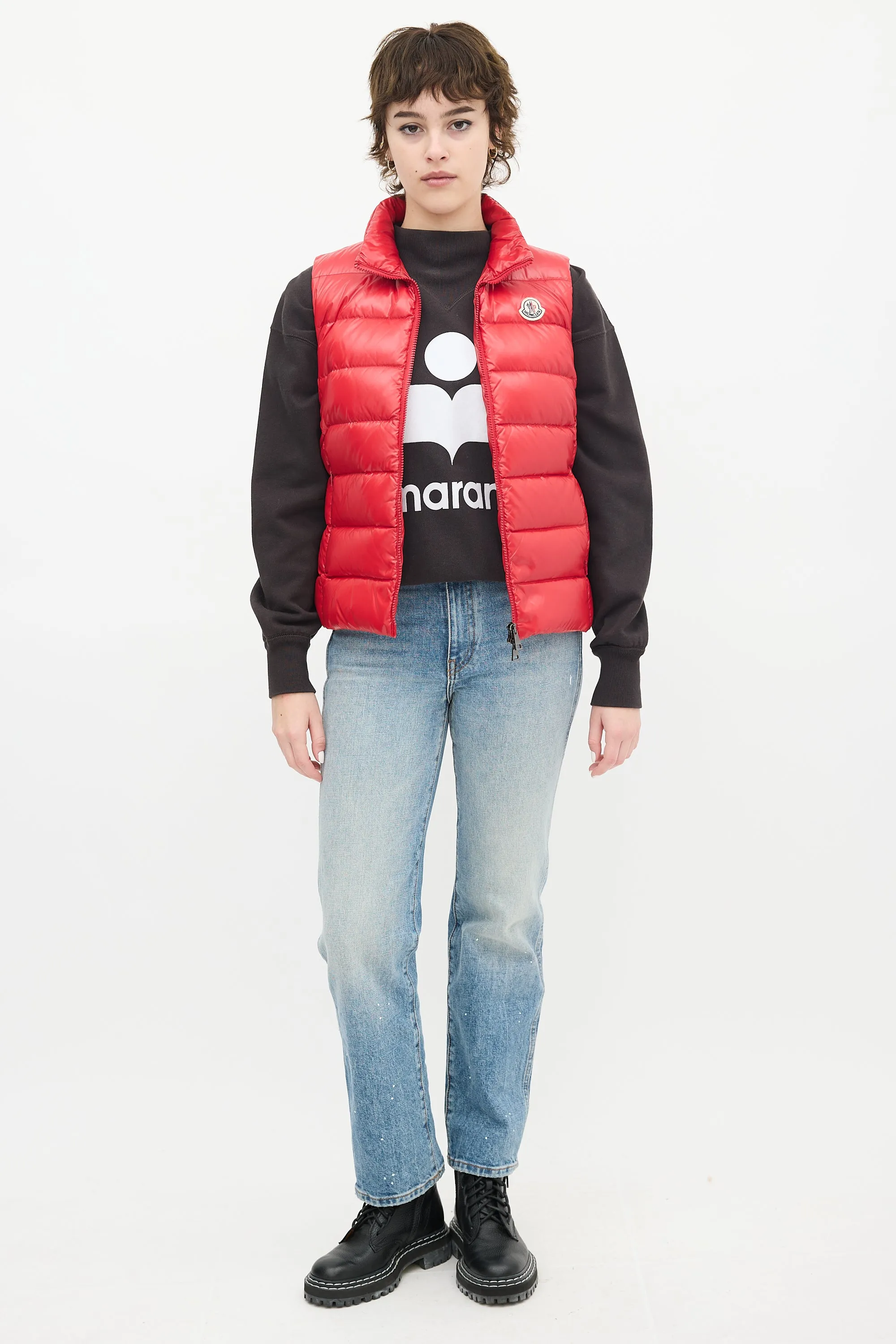 Red Ghany Down Puffer Vest