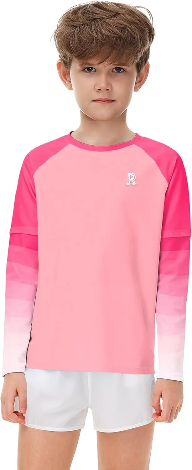 Remimi Unisex Kids Rash Guard SPF 50  Long Sleeve Sun Shirt Athletic Fishing Shirts 3-12 Years
