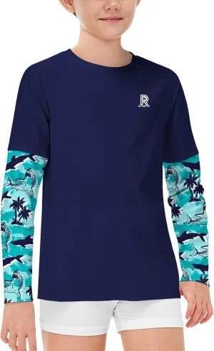 Remimi Unisex Kids Rash Guard SPF 50  Long Sleeve Sun Shirt Athletic Fishing Shirts 3-12 Years