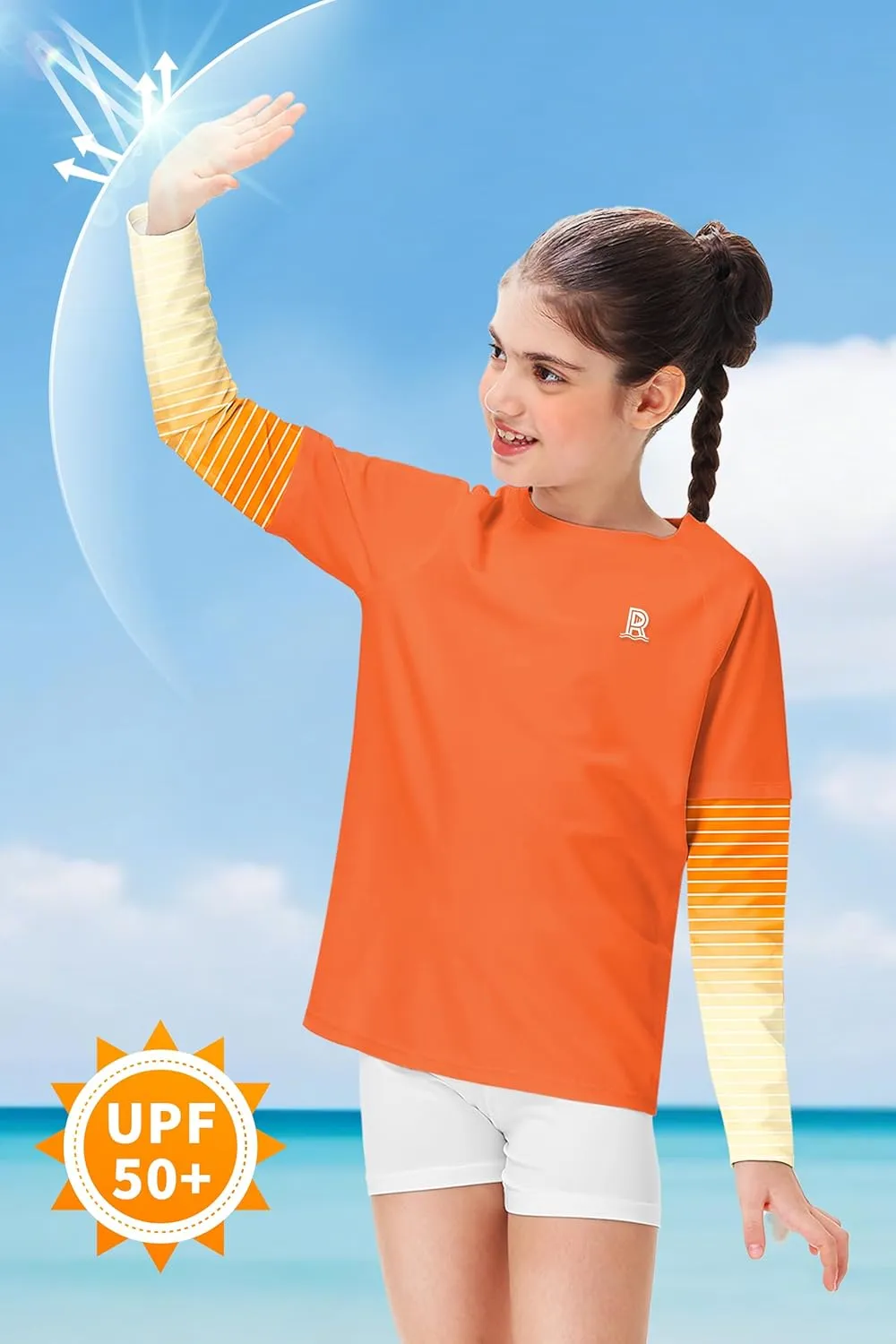 Remimi Unisex Kids Rash Guard SPF 50  Long Sleeve Sun Shirt Athletic Fishing Shirts 3-12 Years