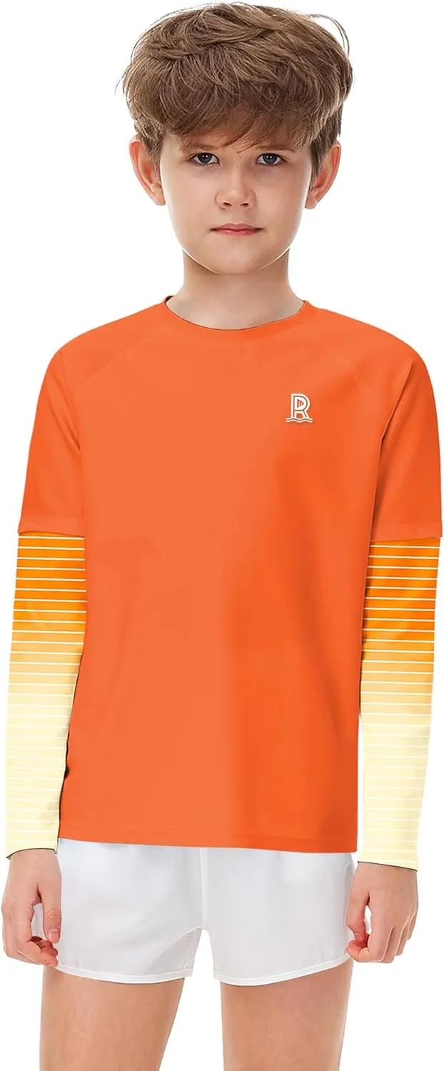 Remimi Unisex Kids Rash Guard SPF 50  Long Sleeve Sun Shirt Athletic Fishing Shirts 3-12 Years