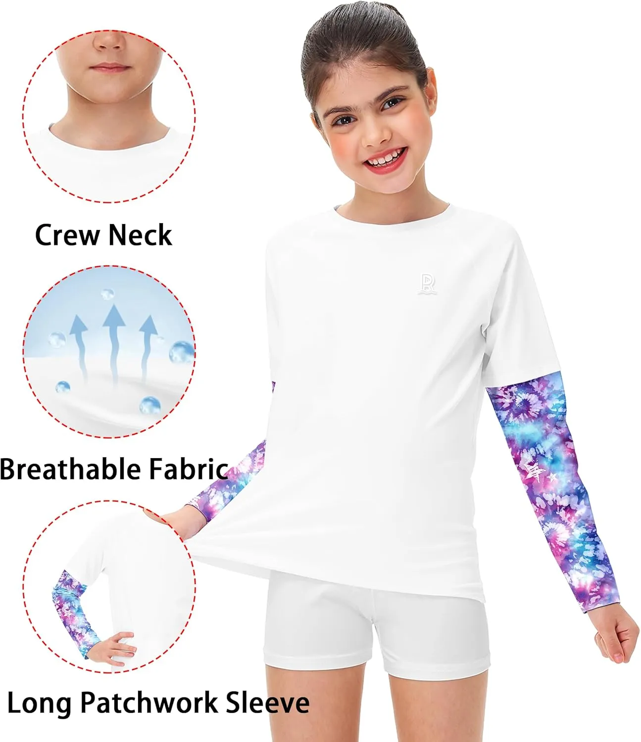 Remimi Unisex Kids Rash Guard SPF 50  Long Sleeve Sun Shirt Athletic Fishing Shirts 3-12 Years