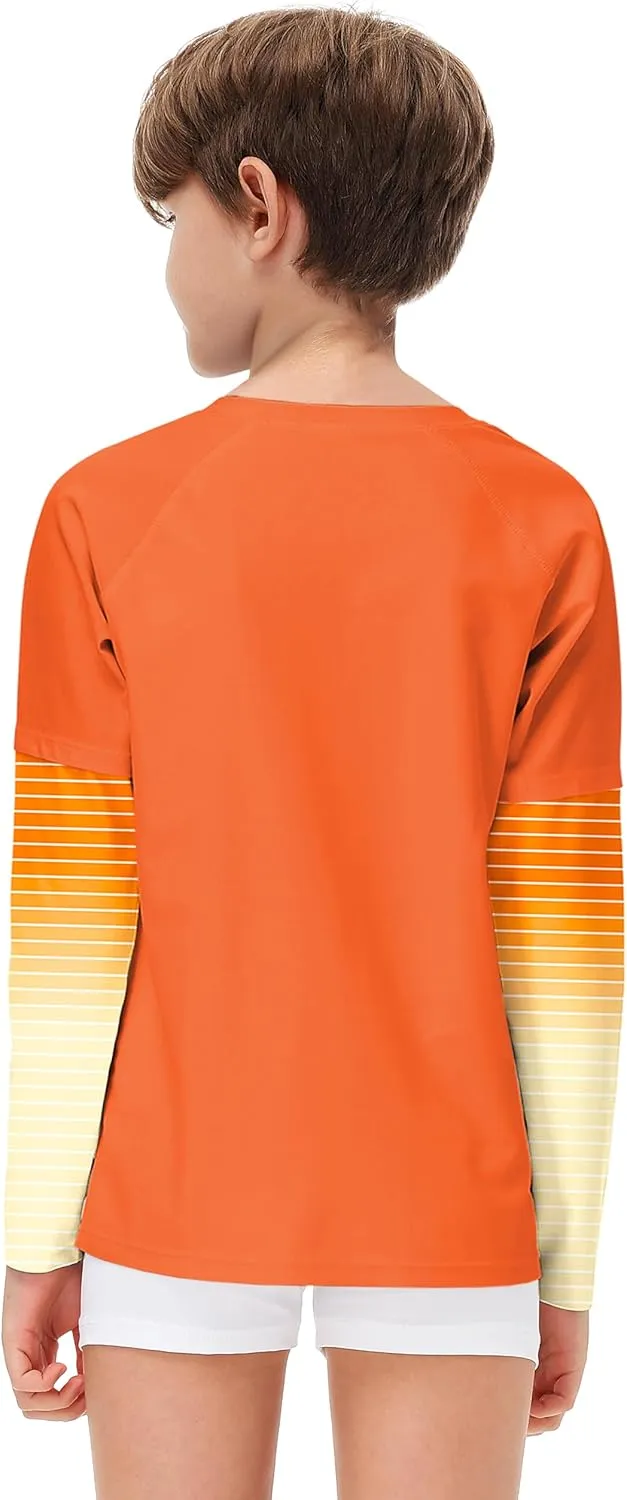 Remimi Unisex Kids Rash Guard SPF 50  Long Sleeve Sun Shirt Athletic Fishing Shirts 3-12 Years