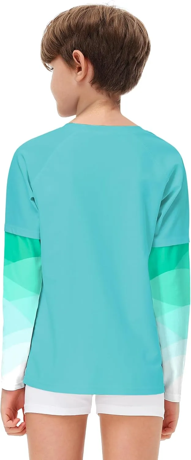 Remimi Unisex Kids Rash Guard SPF 50  Long Sleeve Sun Shirt Athletic Fishing Shirts 3-12 Years
