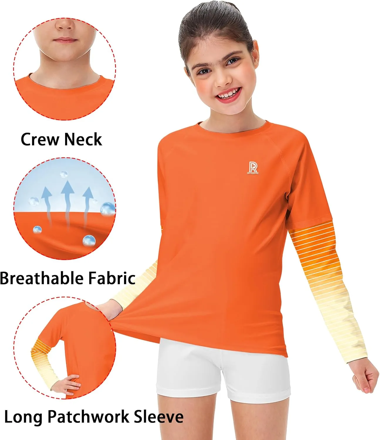Remimi Unisex Kids Rash Guard SPF 50  Long Sleeve Sun Shirt Athletic Fishing Shirts 3-12 Years