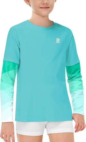 Remimi Unisex Kids Rash Guard SPF 50  Long Sleeve Sun Shirt Athletic Fishing Shirts 3-12 Years