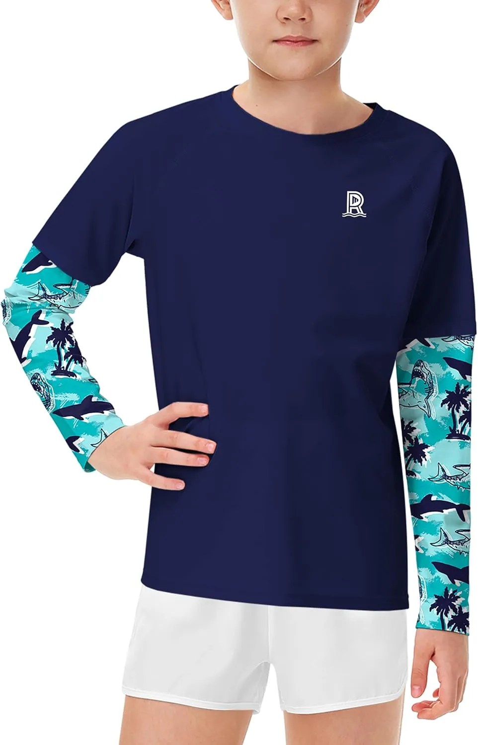 Remimi Unisex Kids Rash Guard SPF 50  Long Sleeve Sun Shirt Athletic Fishing Shirts 3-12 Years