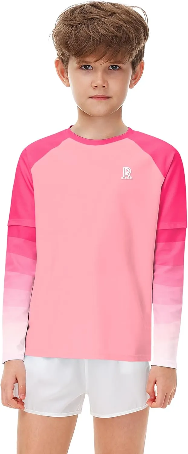 Remimi Unisex Kids Rash Guard SPF 50  Long Sleeve Sun Shirt Athletic Fishing Shirts 3-12 Years