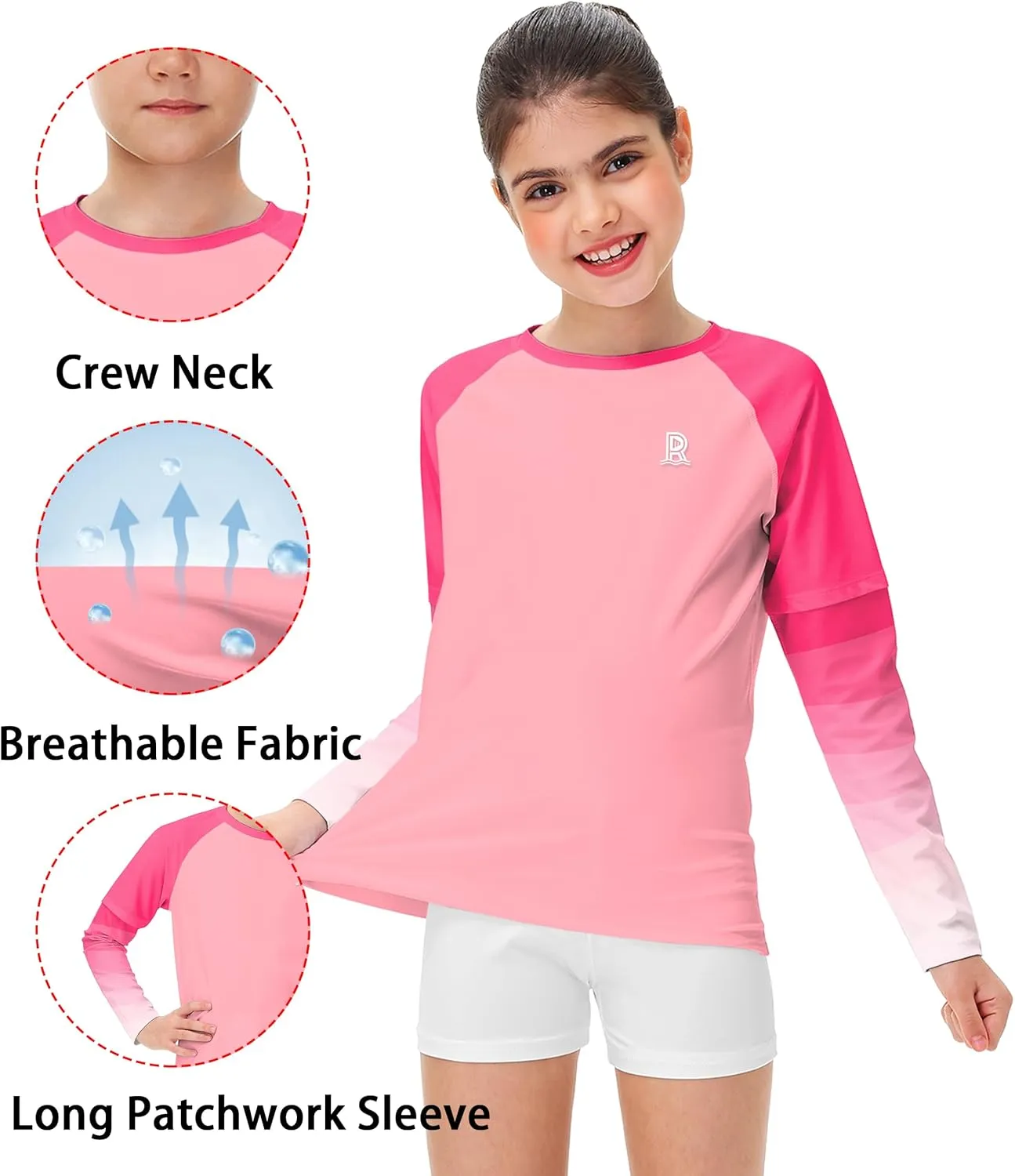 Remimi Unisex Kids Rash Guard SPF 50  Long Sleeve Sun Shirt Athletic Fishing Shirts 3-12 Years