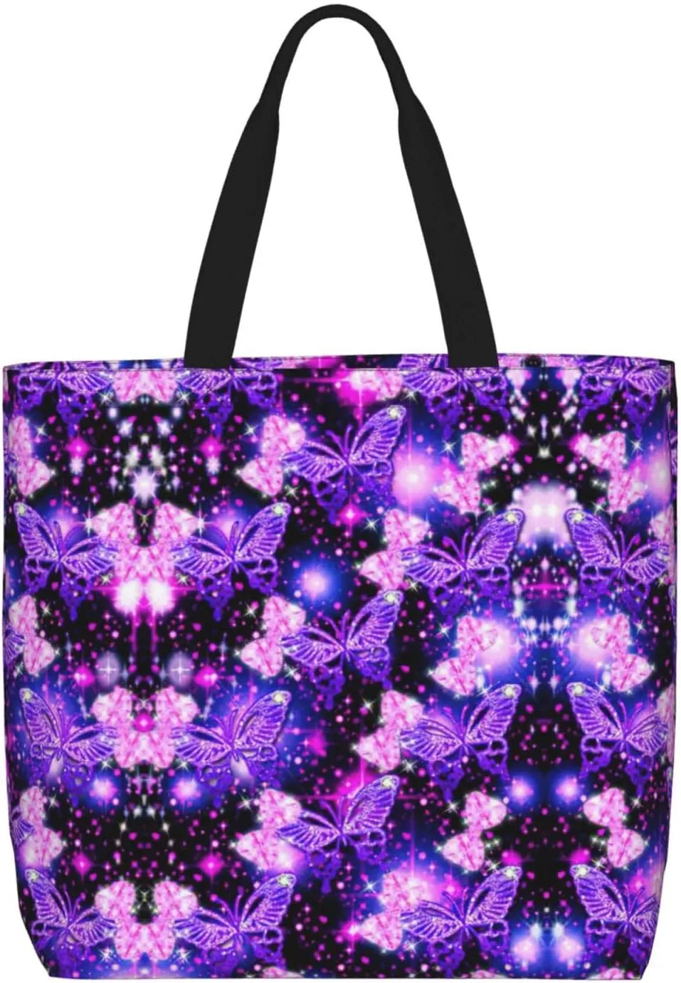 Rose Gold Glitter Print Tote Bag Casual Shoulder Bag Handbag Reusable Shopping Travel Bag Gifts For Women
