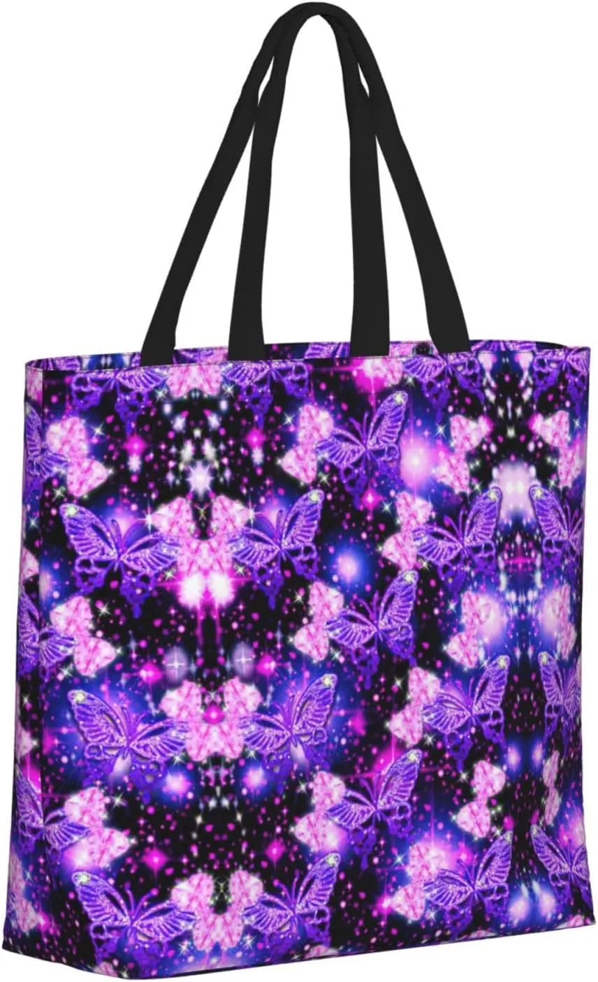 Rose Gold Glitter Print Tote Bag Casual Shoulder Bag Handbag Reusable Shopping Travel Bag Gifts For Women