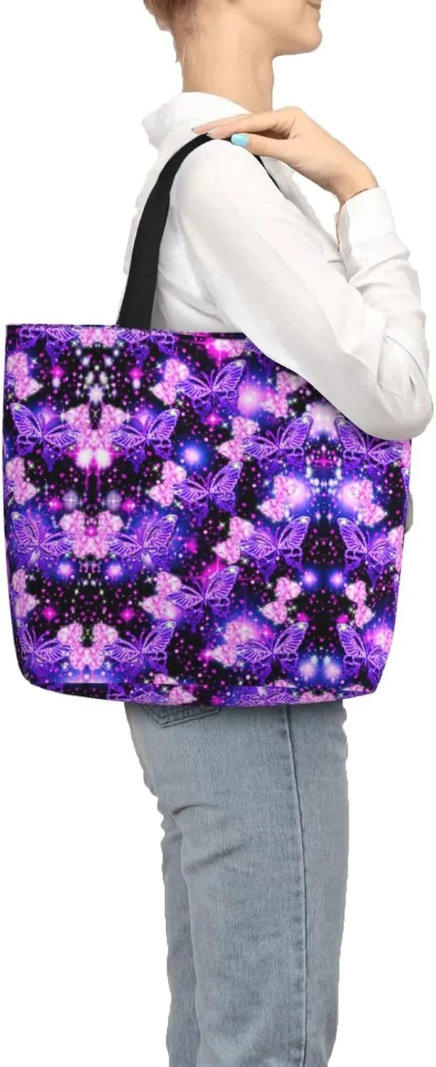 Rose Gold Glitter Print Tote Bag Casual Shoulder Bag Handbag Reusable Shopping Travel Bag Gifts For Women
