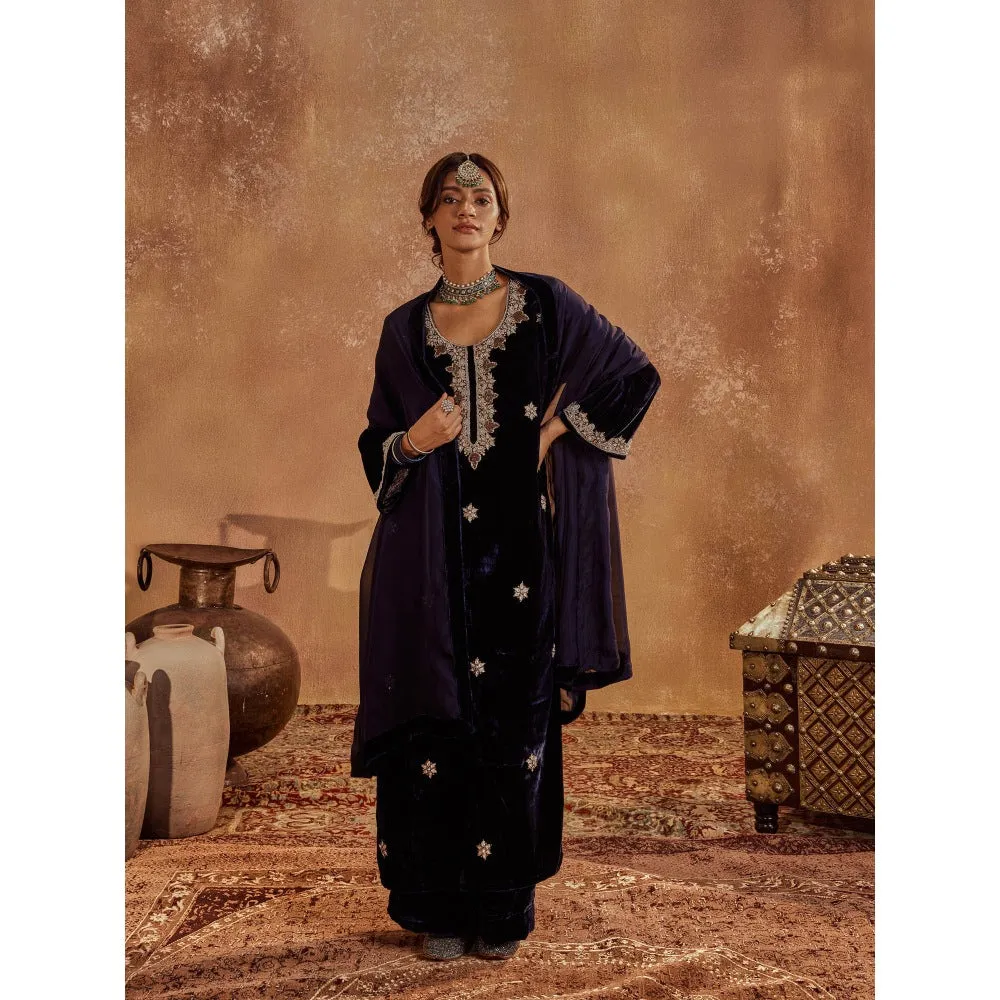 Roze Rubina Blue Kurta with Pant & Dupatta (Set of 3)