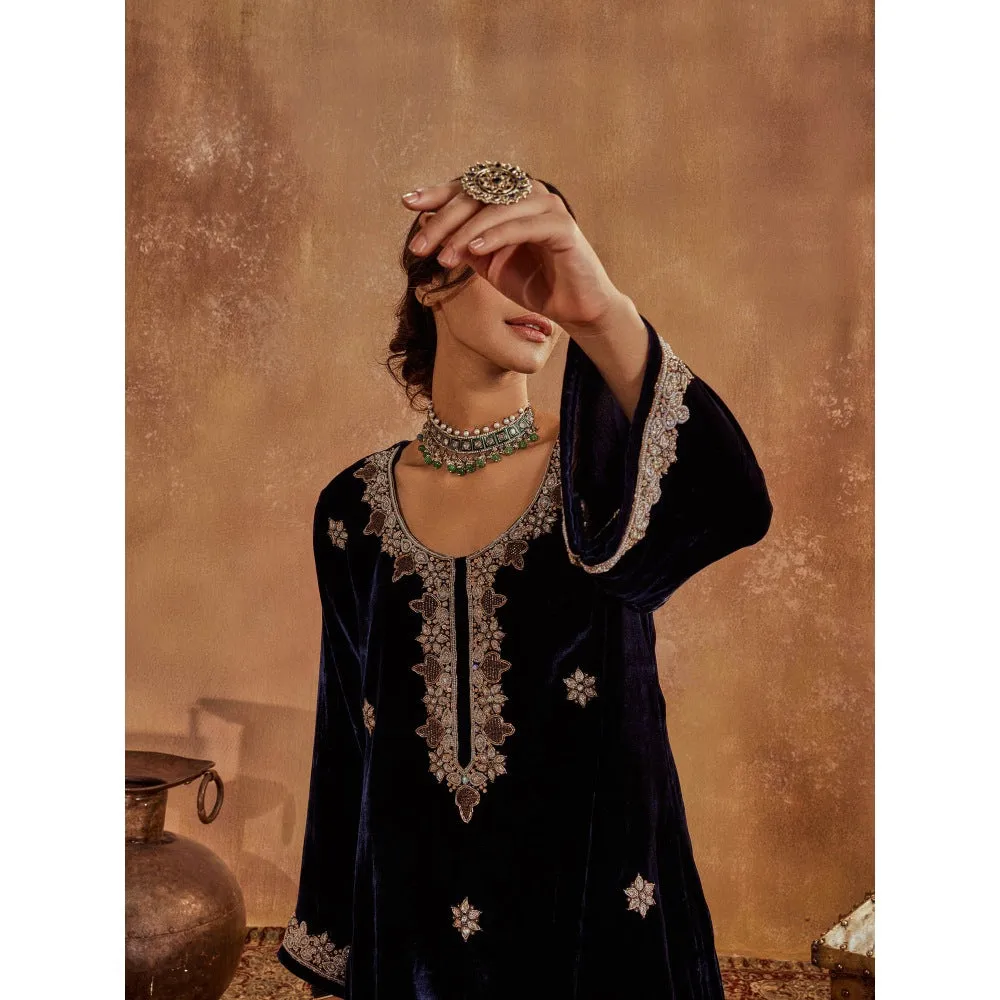 Roze Rubina Blue Kurta with Pant & Dupatta (Set of 3)