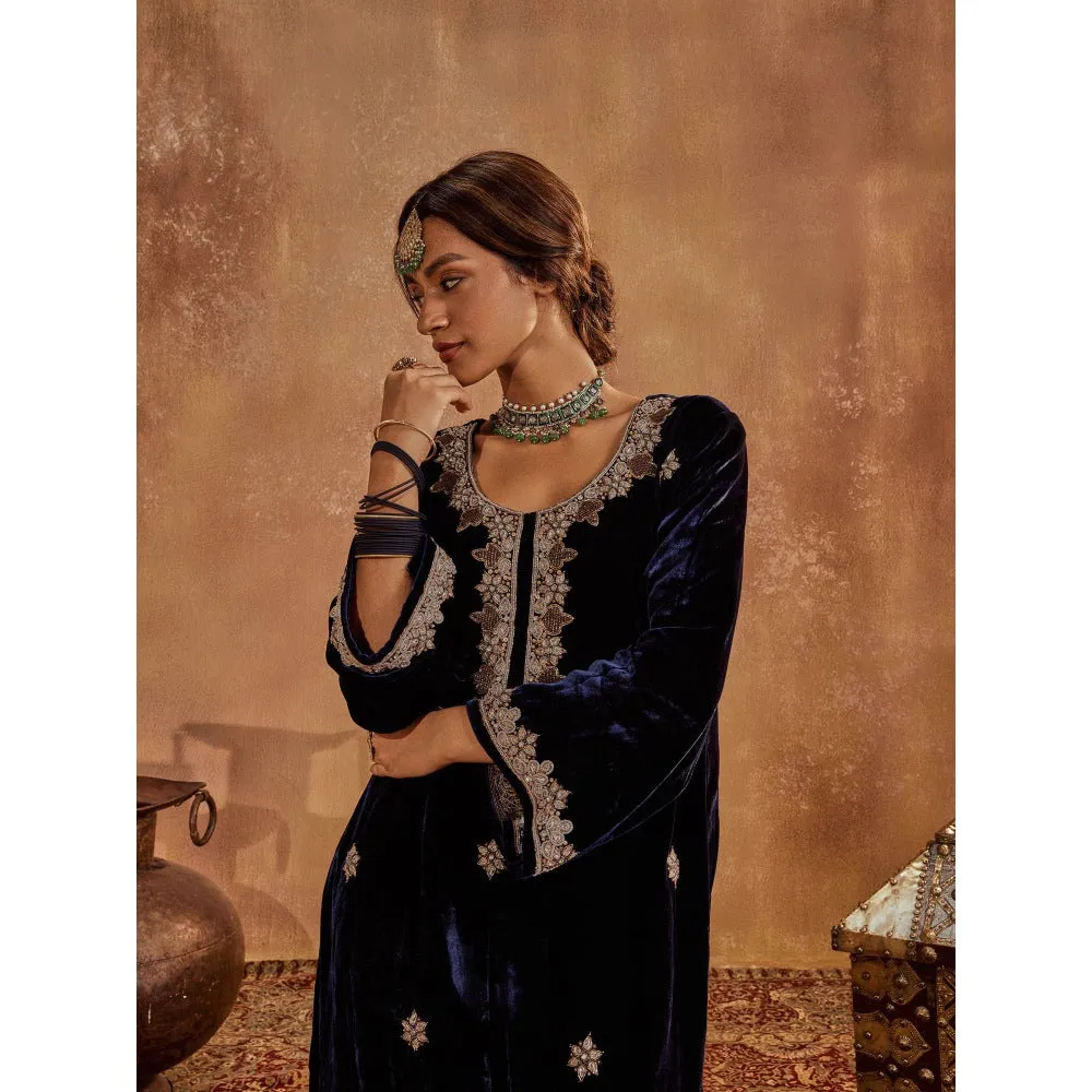 Roze Rubina Blue Kurta with Pant & Dupatta (Set of 3)