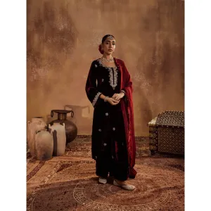 Roze Rubina Wine Kurta with Pant & Dupatta (Set of 3)