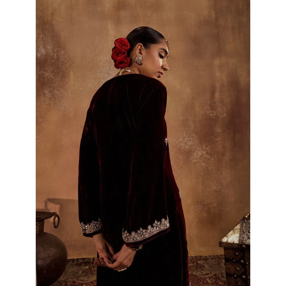 Roze Rubina Wine Kurta with Pant & Dupatta (Set of 3)